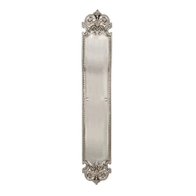 18 Inch Fleur De Lis Style Door Push Plate (Satin Nickel Finish) COPPER MOUNTAIN HARDWARE