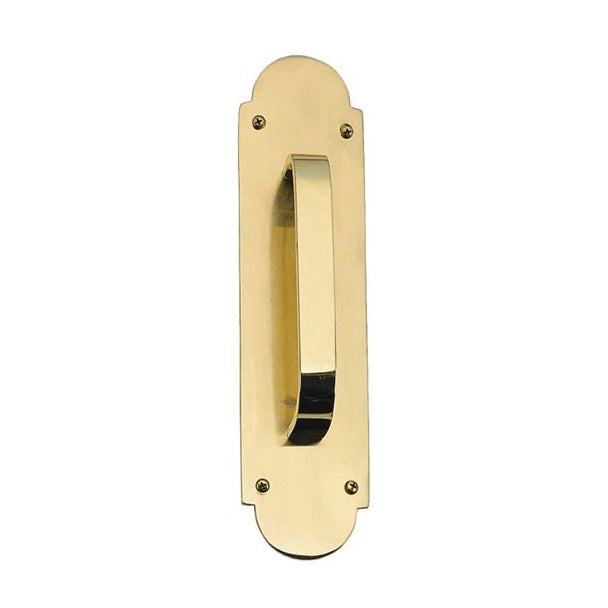 12 Inch Traditional Door Pull & Plate (Lacquered Brass Finish) COPPER MOUNTAIN HARDWARE