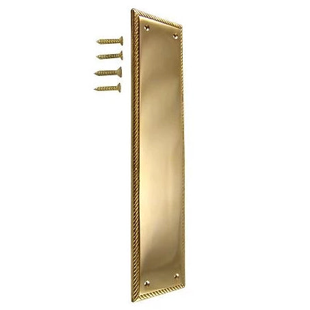 11 1/2 Inch Georgian Roped Style Door Push Plate (Polished Brass Finish) COPPER MOUNTAIN HARDWARE