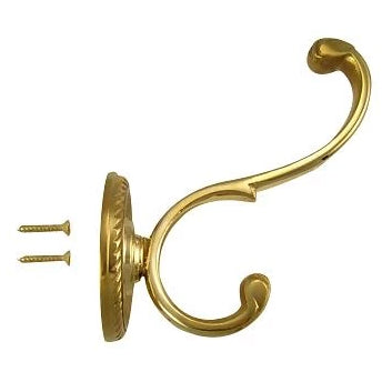 Solid Brass Georgian Roped Coat Hook (Polished Brass Finish) Copper Mountain Hardware