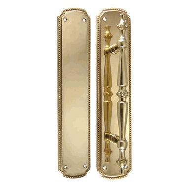 11 1/2 Inch Solid Brass Beaded Pull & Push Plate Set (Polished Brass Finish) COPPER MOUNTAIN HARDWARE