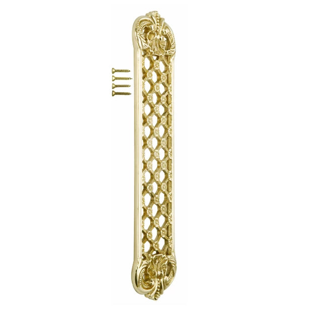 12 Inch Solid Brass Finger Push Plate: Trellis Lattice Work (Polished Brass Finish) COPPER MOUNTAIN HARDWARE