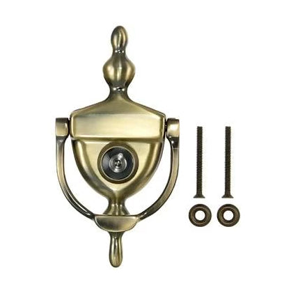 6 Inch (3 3/4 Inch c-c) Heritage Style Door Knocker (Antique Brass) DELTANA