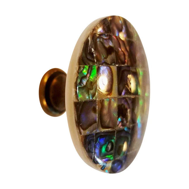 1 5/8 Inch Diameter Authentic Abalone Shell Oversized Cabinet or Furniture Knob COPPER MOUNTAIN HARDWARE