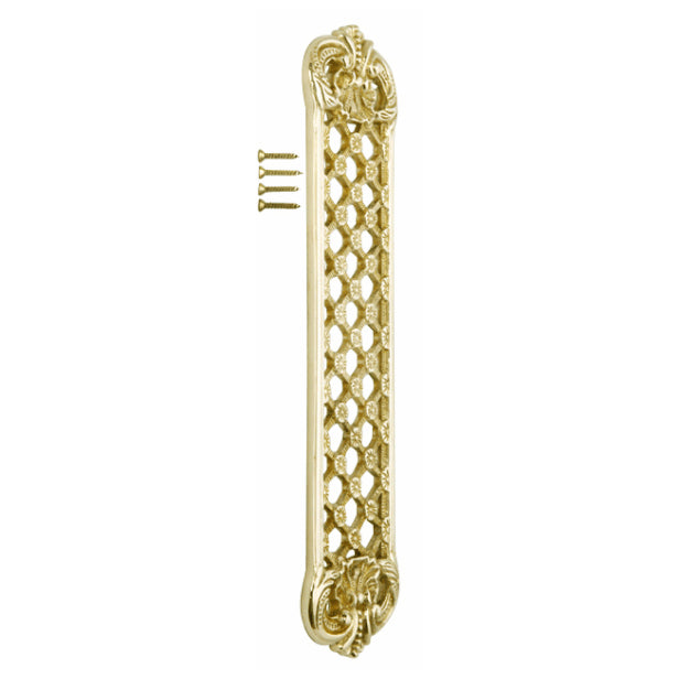 12 Inch Solid Brass Finger Push Plate: Trellis Lattice Work (Lacquered Brass Finish) COPPER MOUNTAIN HARDWARE