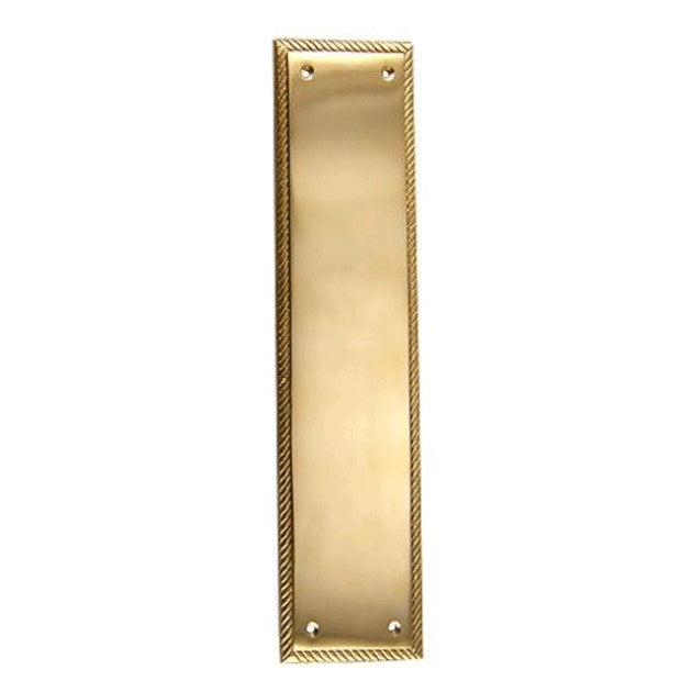 11 1/2 Inch Georgian Roped Style Door Push Plate (Polished Brass Finish) COPPER MOUNTAIN HARDWARE