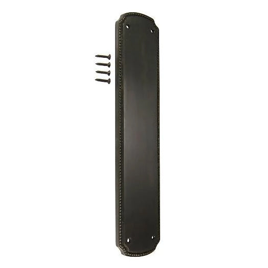 11 1/2 Inch Solid Brass Beaded Push & Plate (Oil Rubbed Bronze Finish) COPPER MOUNTAIN HARDWARE