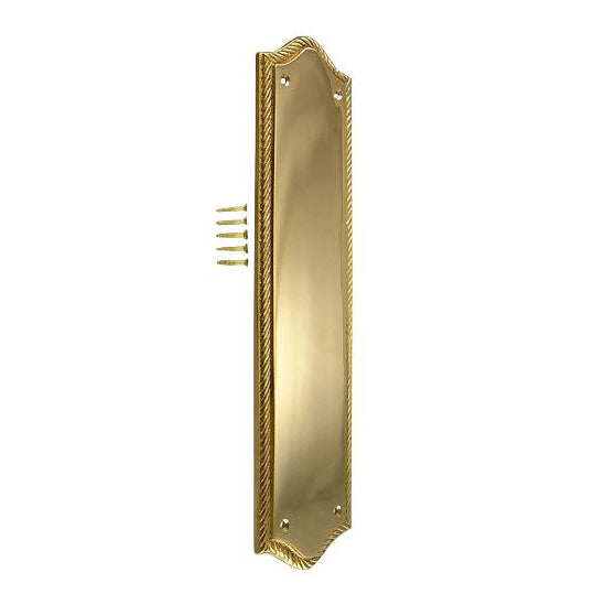 12 Inch Georgian Oval Roped Style Door Push Plate (Lacquered Brass Finish) COPPER MOUNTAIN HARDWARE