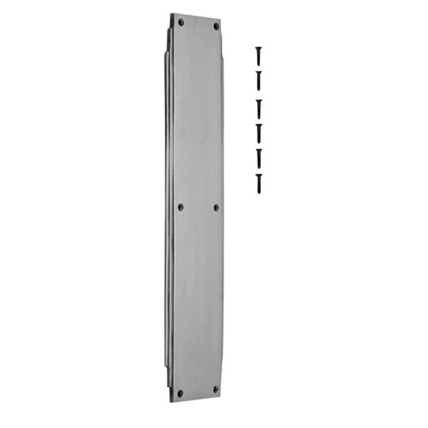 14 Inch Solid Brass Art Deco Skyscraper Push Plate (Brushed Nickel Finish) COPPER MOUNTAIN HARDWARE