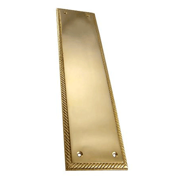 11 1/2 Inch Solid Brass Georgian Roped Style Door Pull and Plate (Lacquered Brass Finish) COPPER MOUNTAIN HARDWARE