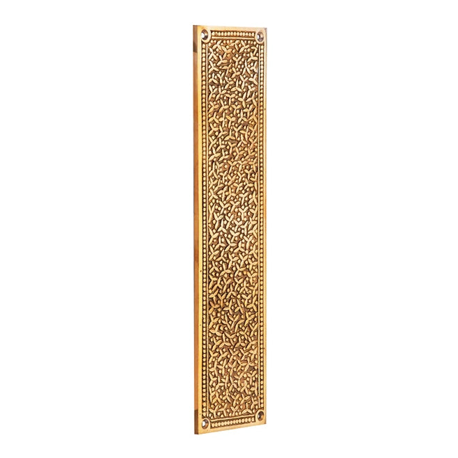 12 Inch Solid Brass Rice Pattern Push Plate (Polished Brass Finish) COPPER MOUNTAIN HARDWARE