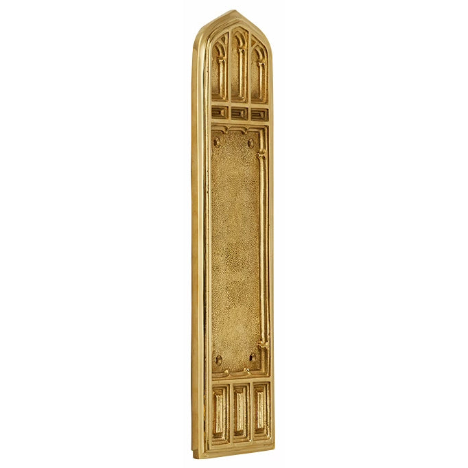 12 1/4 Inch Gothic Push Plate (Polished Brass Finish) COPPER MOUNTAIN HARDWARE