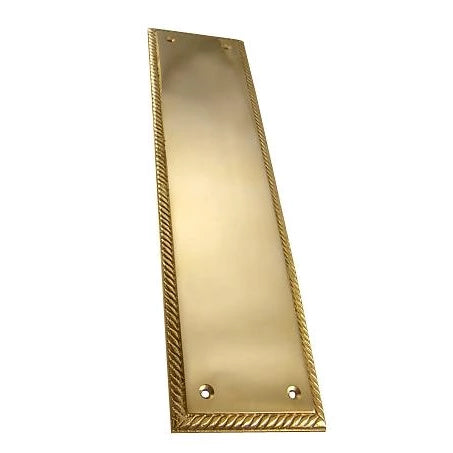 11 1/2 Inch Georgian Roped Style Door Push Plate (Polished Brass Finish) COPPER MOUNTAIN HARDWARE