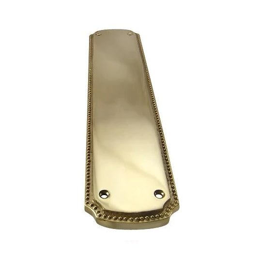 11 1/2 Inch Solid Brass Beaded Push & Plate (Polished Brass Finish) COPPER MOUNTAIN HARDWARE