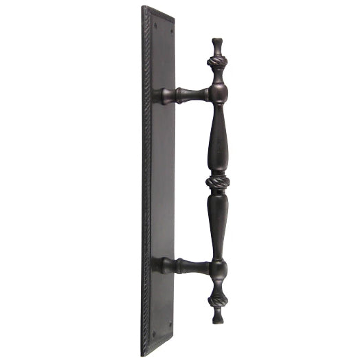 11 1/2 Inch Solid Brass Georgian Roped Style Door Pull and Plate (Oil Rubbed Bronze Finish) COPPER MOUNTAIN HARDWARE