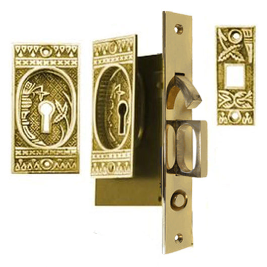 Broken Leaf Single Pocket Privacy (Lock) Style Door Set (Several Finishes Available) COPPER MOUNTAIN HARDWARE