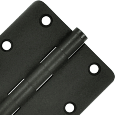 3 1/2 Inch X 3 1/2 Inch Solid Brass Hinge Interchangeable Finials (1/4" Radius Corner, Bronze Dark Finish) DELTANA