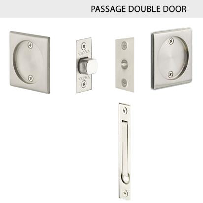 Square Solid Brass Pocket Door Tubular Double Door Set (Several Finish Options) EMTEK