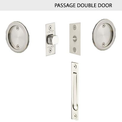 Round Solid Brass Pocket Door Tubular Double Door Set (Several Finish Options) EMTEK