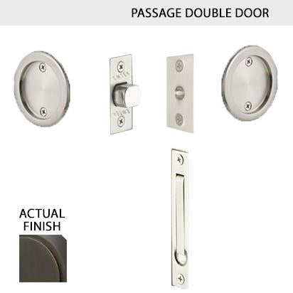 Round Solid Brass Pocket Door Tubular Double Door Set (Several Finish Options) EMTEK