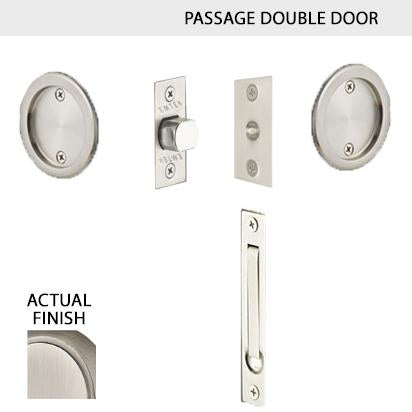 Round Solid Brass Pocket Door Tubular Double Door Set (Several Finish Options) EMTEK