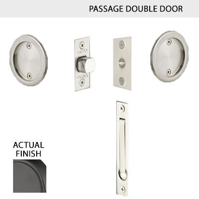 EMTEK Round Solid Brass Pocket Door Tubular Double Door Set (Several Finish Options)