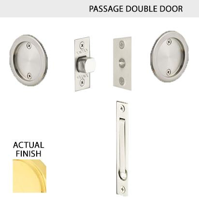 Round Solid Brass Pocket Door Tubular Double Door Set (Several Finish Options) EMTEK