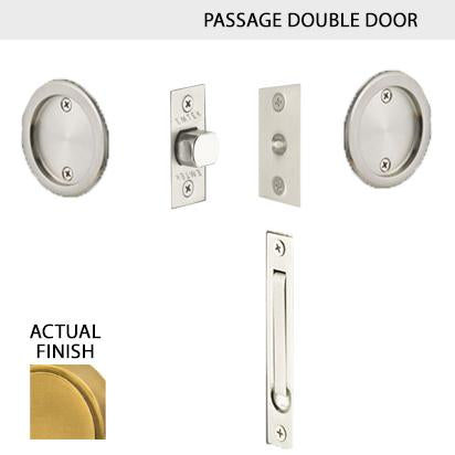 Round Solid Brass Pocket Door Tubular Double Door Set (Several Finish Options) EMTEK