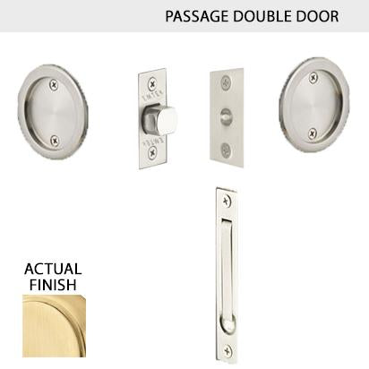 Round Solid Brass Pocket Door Tubular Double Door Set (Several Finish Options) EMTEK