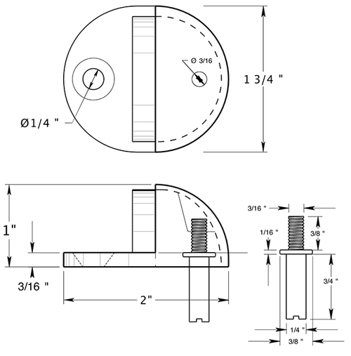 Low Profile Floor Mounted Bumper Door Stop (Oil Rubbed Bronze Finish) DELTANA