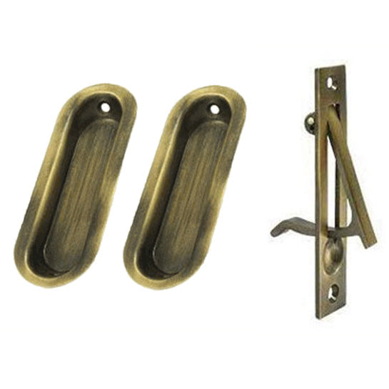 Oval Style Single Pocket Passage Style Door Set (Antique Brass Finish) DELTANA