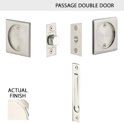 Square Solid Brass Pocket Door Tubular Double Door Set (Several Finish Options) EMTEK