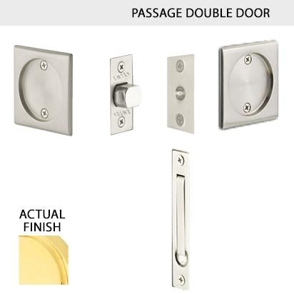 Square Solid Brass Pocket Door Tubular Double Door Set (Several Finish Options) EMTEK