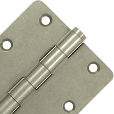 3 1/2 Inch X 3 1/2 Inch Solid Brass Hinge Interchangeable Finials (1/4" Radius Corner, White Bronze Light Finish) DELTANA