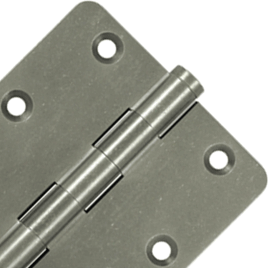 3 1/2 Inch X 3 1/2 Inch Solid Brass Hinge Interchangeable Finials (1/4" Radius Corner, White Bronze Medium Finish) DELTANA