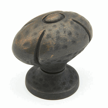 1 3/8 Inch Siena Small Oval Knob (Ancient Bronze Finish) SCHAUB