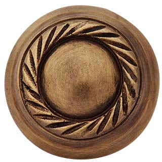 1 1/4 Inch Solid Brass Georgian Roped Round Knob (Antique Brass Finish) COPPER MOUNTAIN HARDWARE