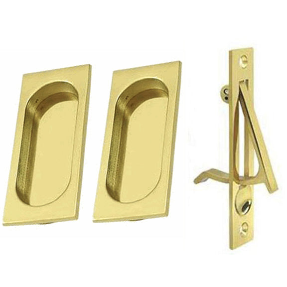 Square Style Single Pocket Passage Style Door Set (Unlacquered Brass Finish) DELTANA